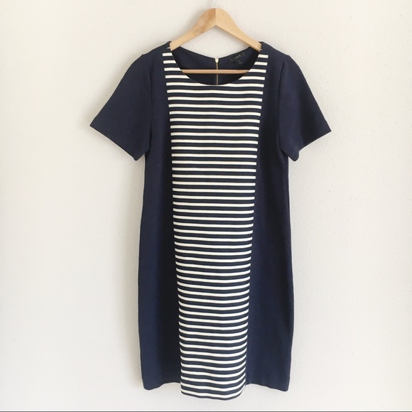 J. Crew Dresses & Skirts - J. Crew Navy Blue Striped Knit Shift Dress